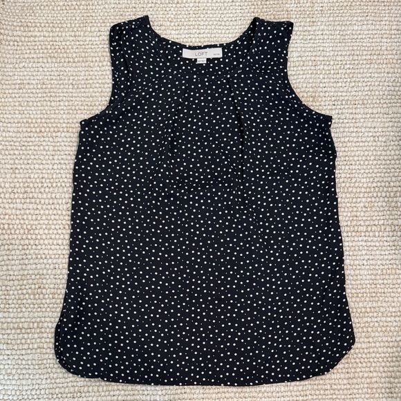 LOFT Sleeveless Black and White Polka Dot Top - Picture 1 of 3